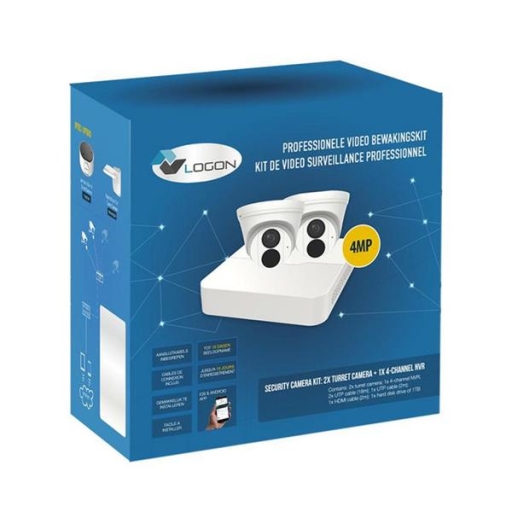 SECURITY CAMERA KIT: 2X TURRET CAMERAS + 4-CHANNEL NVR - 4MP