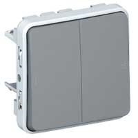 Plexo double deux direct. 10a 250v composable gris