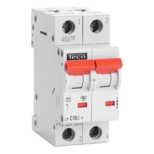 AUTOMAAT TECO 2P 10A 4,5KA CURVE C - L9C1024