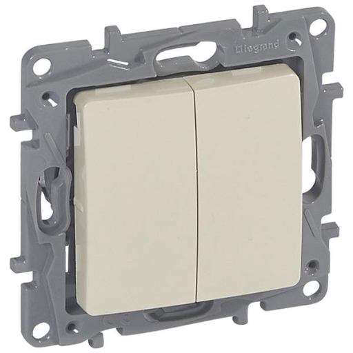 Niloé dubbele wisselsch. 10AX 250V crème met spankl.