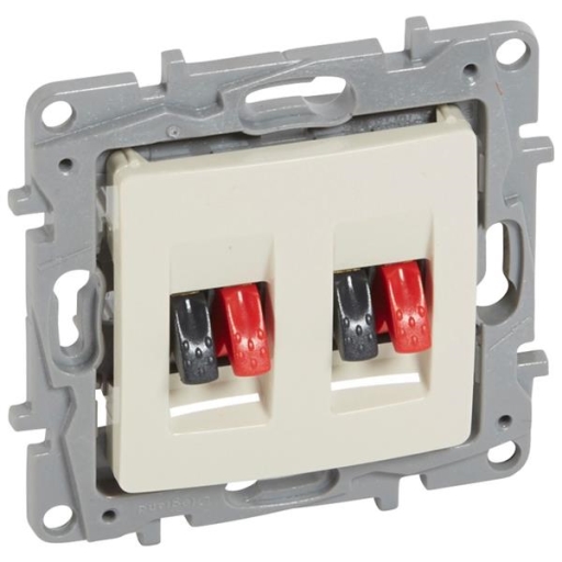 Niloé dubb. luidsprekerctdoos steekkl. crème schroefbev.