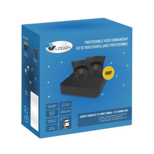 SECURITY CAMERA KIT: 2X TURRET CAMERAS + 4-CHANNEL NVR - 4MP NOIR