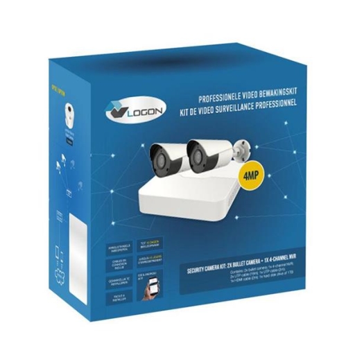 SECURITY CAMERA KIT: 2X BULLET CAMERAS + 4-CHANNEL NVR - 4MP