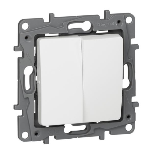 Niloé dubbele wisselsch. 10AX 250V wit met spankl.