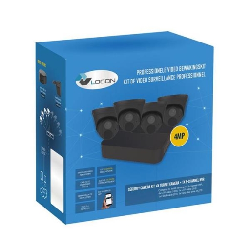 SECURITY CAMERA KIT: 4X TURRET CAMERAS + 8-CHANNEL NVR - 4MP NOIR