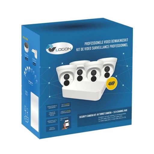SECURITY CAMERA KIT: 4X TURRET CAMERAS + 8-CHANNEL NVR - 4MP