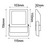Led floodlight QT 10W 3000K noir